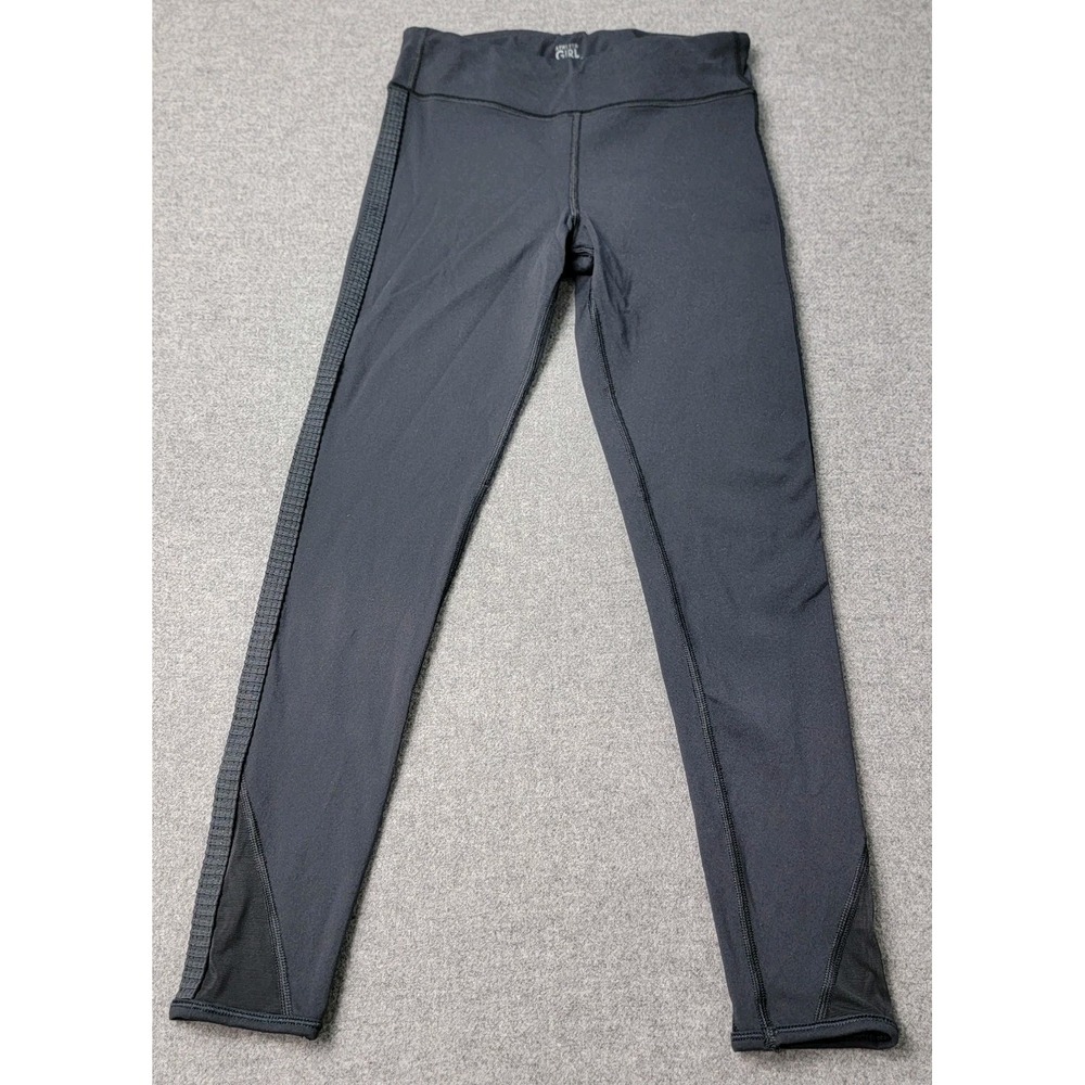 Athleta Girl Leggings XL 14 Black Train Or Shine Tight Mesh Panel Stretch Pants